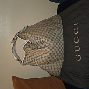 GUCCI Horsebit Large GG Canvas Hobo Shoulder Bag